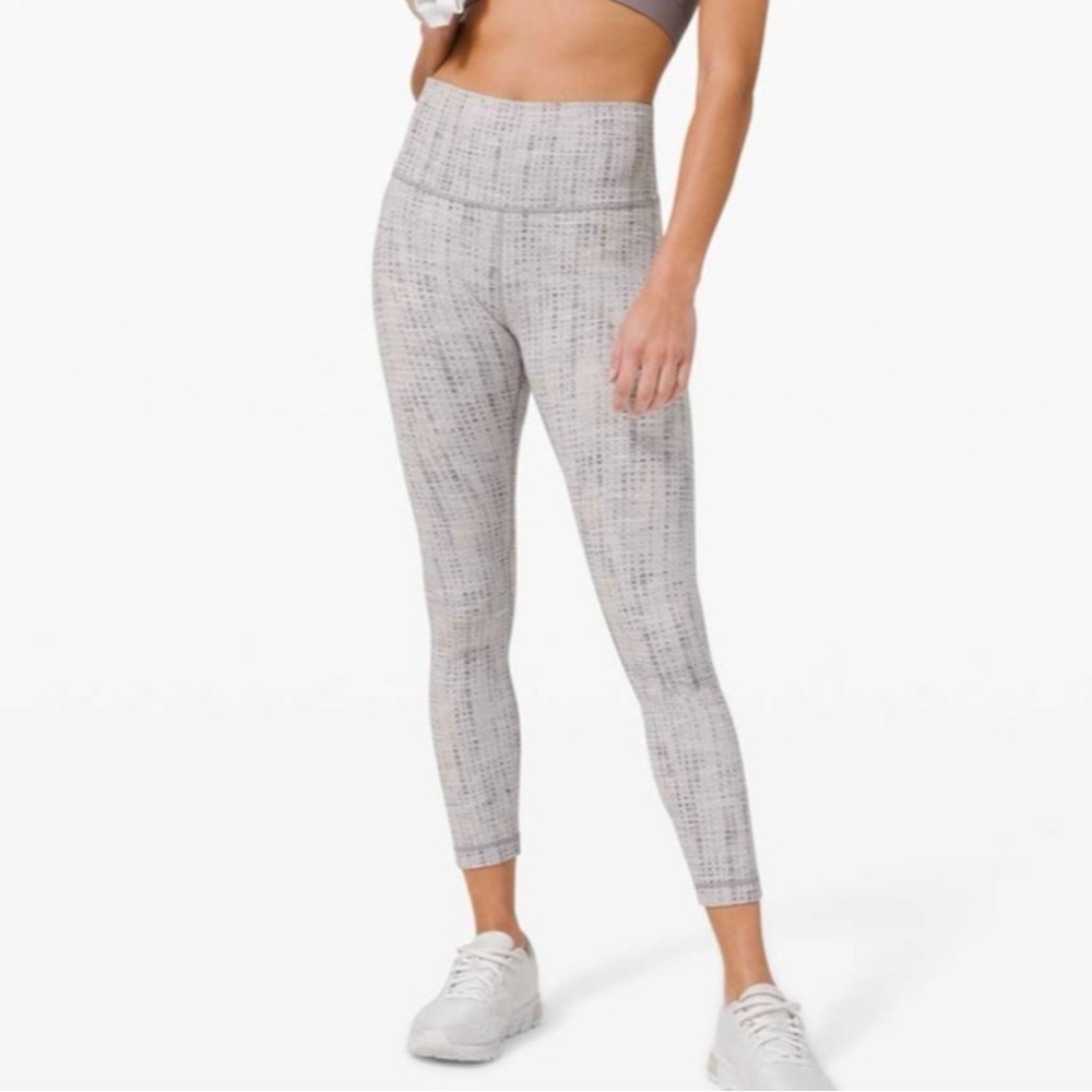 lululemon athletica Light Gray Patterned High-Rise Cropped Leggings